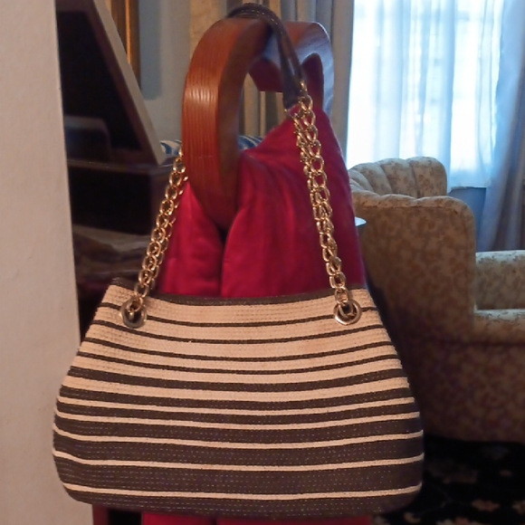 Cache Handbags - Striped Black and Cream Women's Handbag